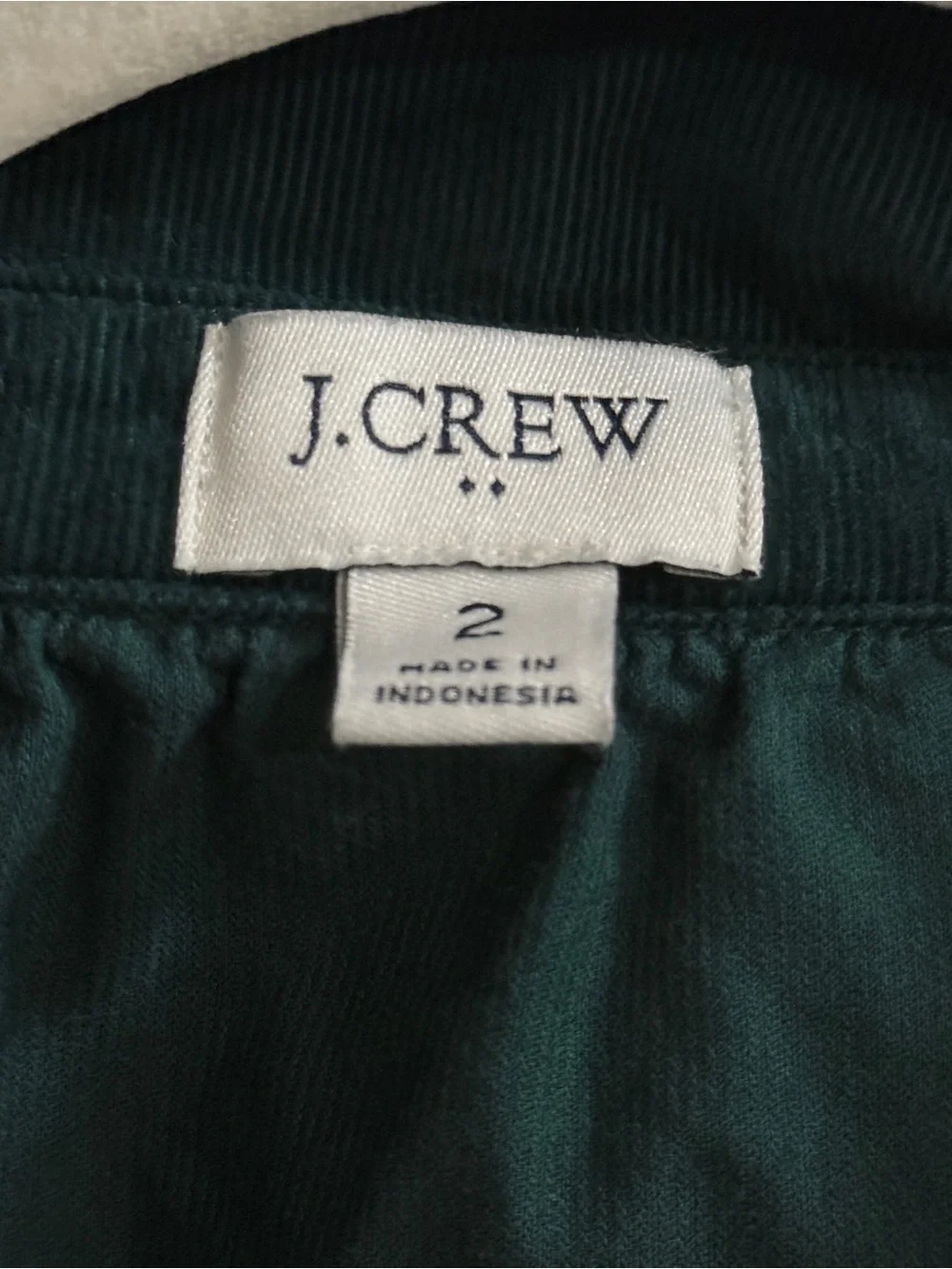 J.Crew Size 2 Green Corduroy Tiered Button Front Tunic Shirt Dress Cotton